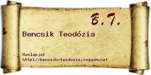 Bencsik Teodózia névjegykártya